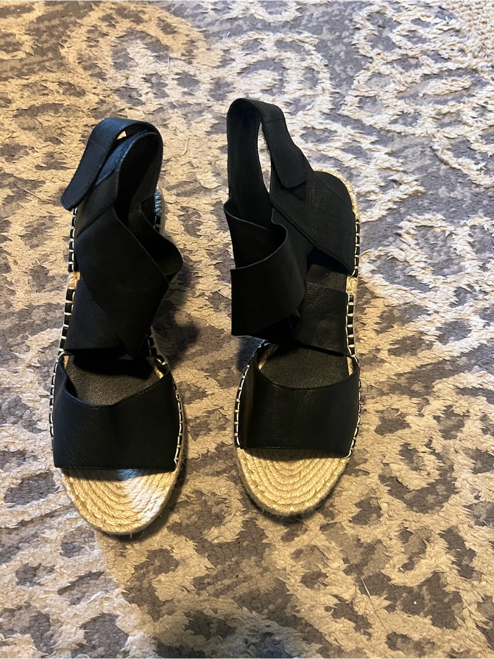 Eileen Fisher Black Espadrille Slingback Sandals
